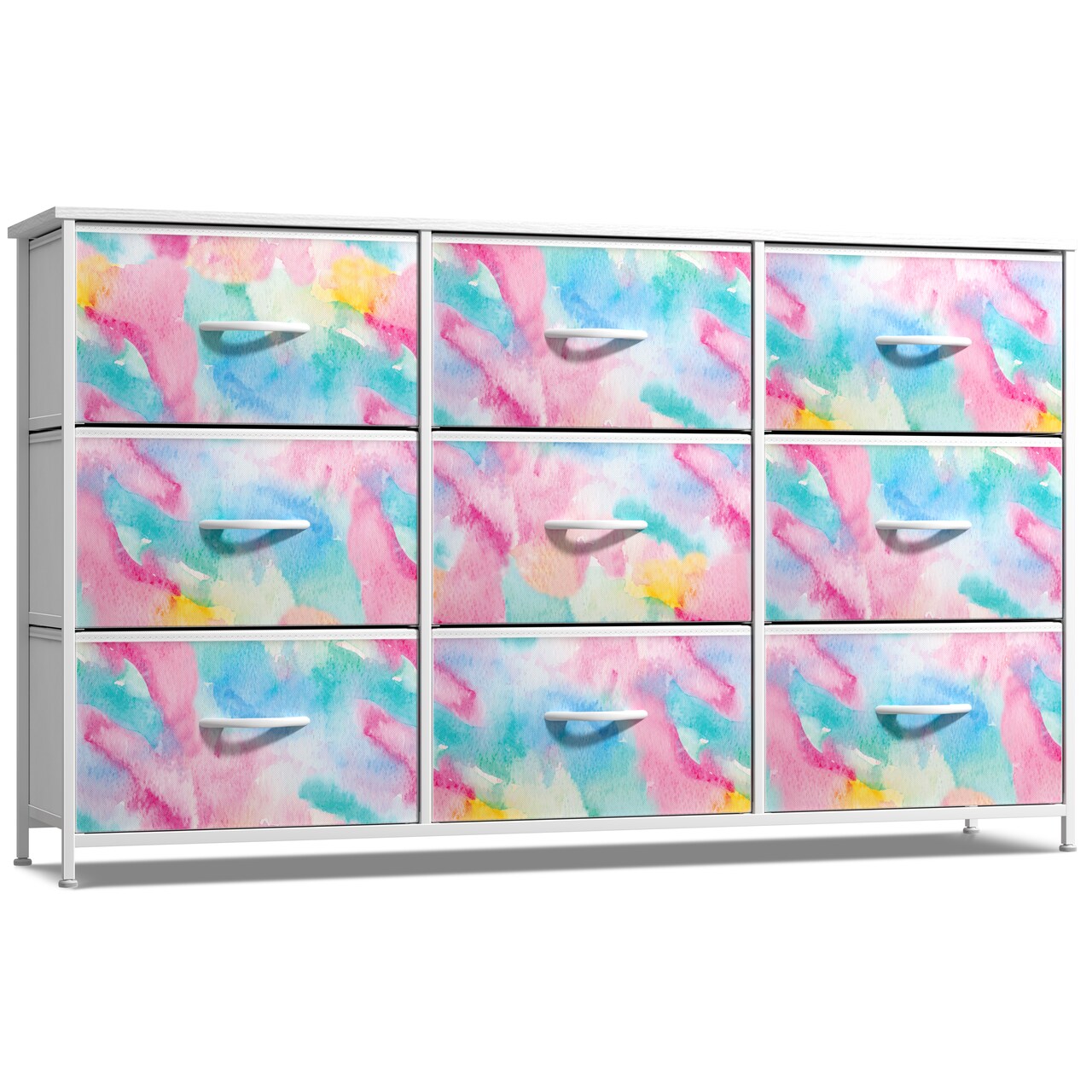 Sorbus 9 Drawers Dresser- Storage Unit with Steel Frame, Wood Top, Fabric Bins - for Bedroom, Closet, Office and more